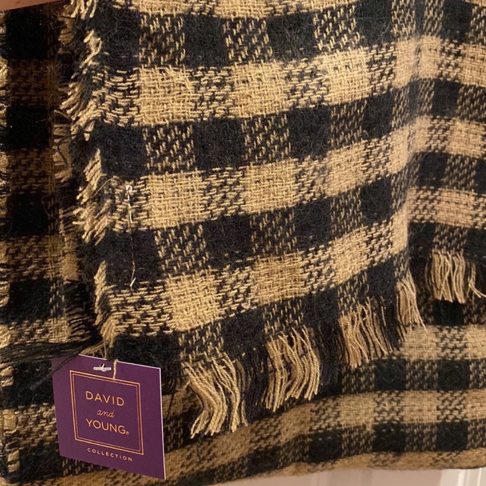 D&Y Houndstooth Faux Fur Panel Scarf NWT Brown & Black in Gingham Buffalo Plaid - Picture 9 of 14